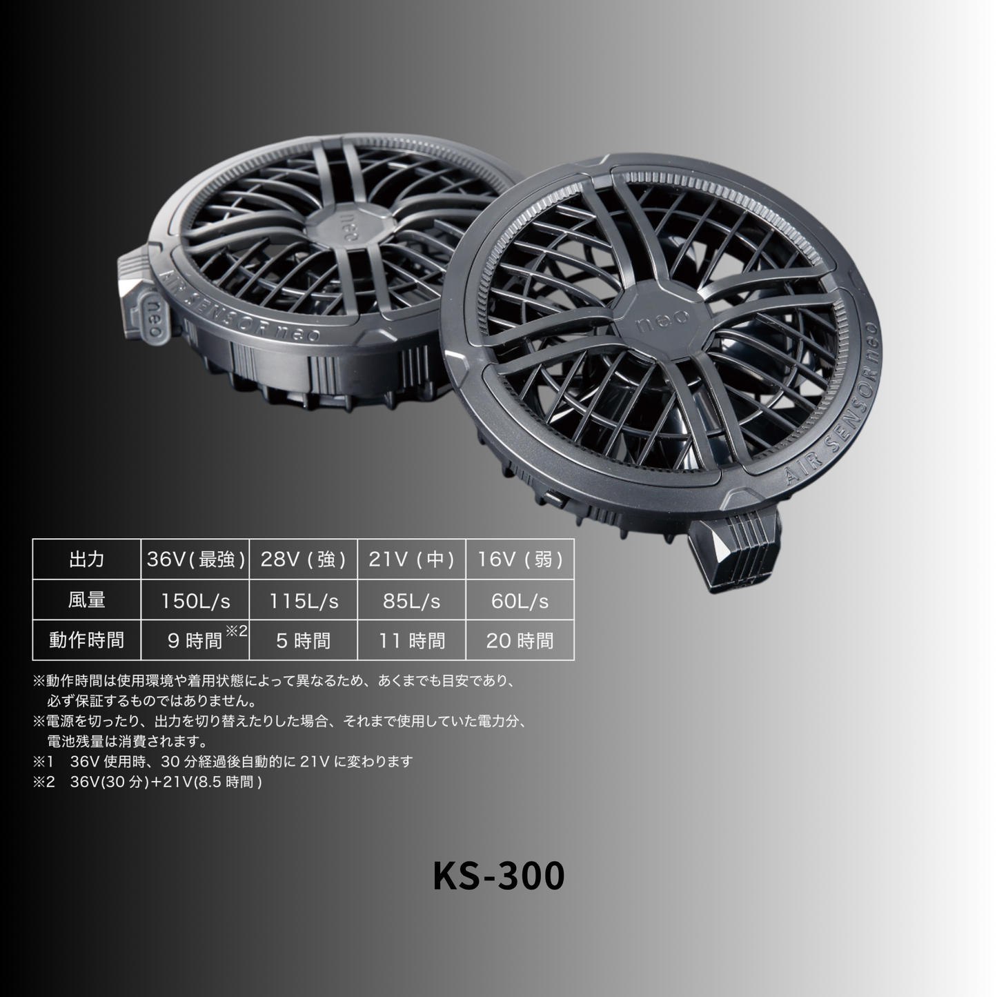 KS-300/KS-300-1　36Vファン・バッテリーフルセット