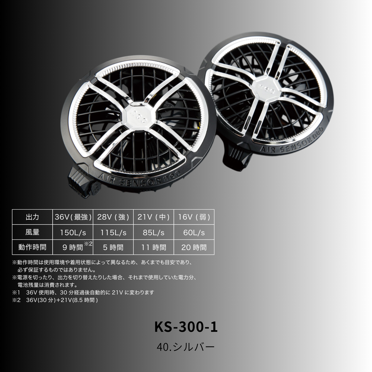 KS-300/KS-300-1　36Vファン・バッテリーフルセット
