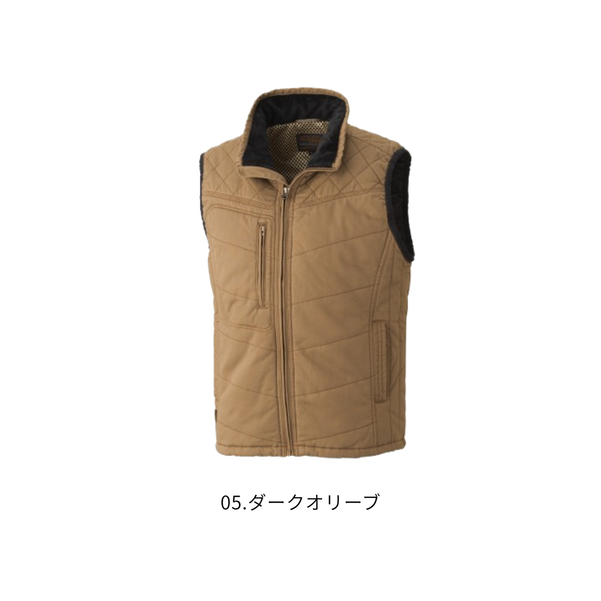アタックベース 01300 綿中綿ベスト ダークオリーブ 防寒ベスト 綿100％ 衿フリースボア 作業服 秋冬