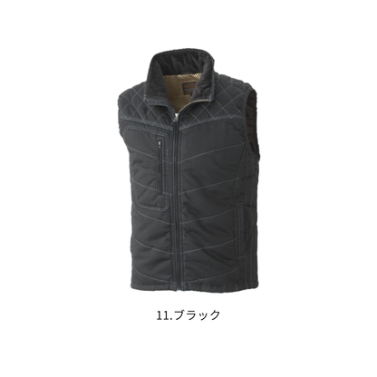 アタックベース 01300 綿中綿ベスト ブラック 防寒ベスト 綿100％ 衿フリースボア 肩刺し子 作業服 秋冬