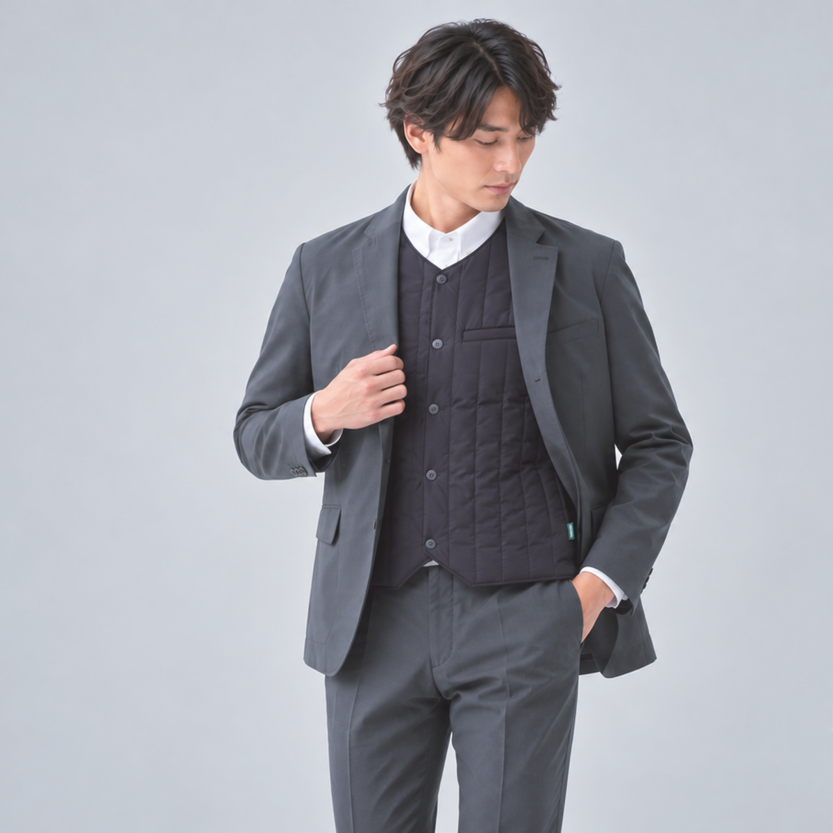おしゃれ 防寒着 軽量 中綿ベスト メンズ 作業服 インナー防寒 2WAY ベスト