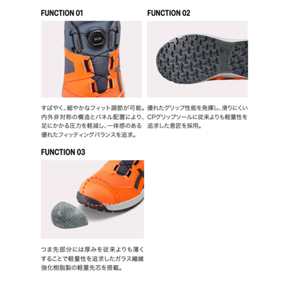優れたグリップ力と軽量性を誇るアシックス CP228 BOAの靴底ソール