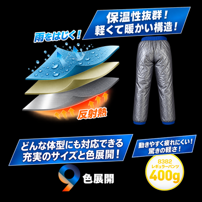 8382_秋冬　防寒パンツ　軽量 防水 アルミシート素材
