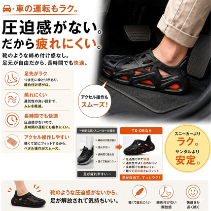 TS-06 PEAK TAICHI HOLES1.0 アシストサンダル ブラック×オレンジ