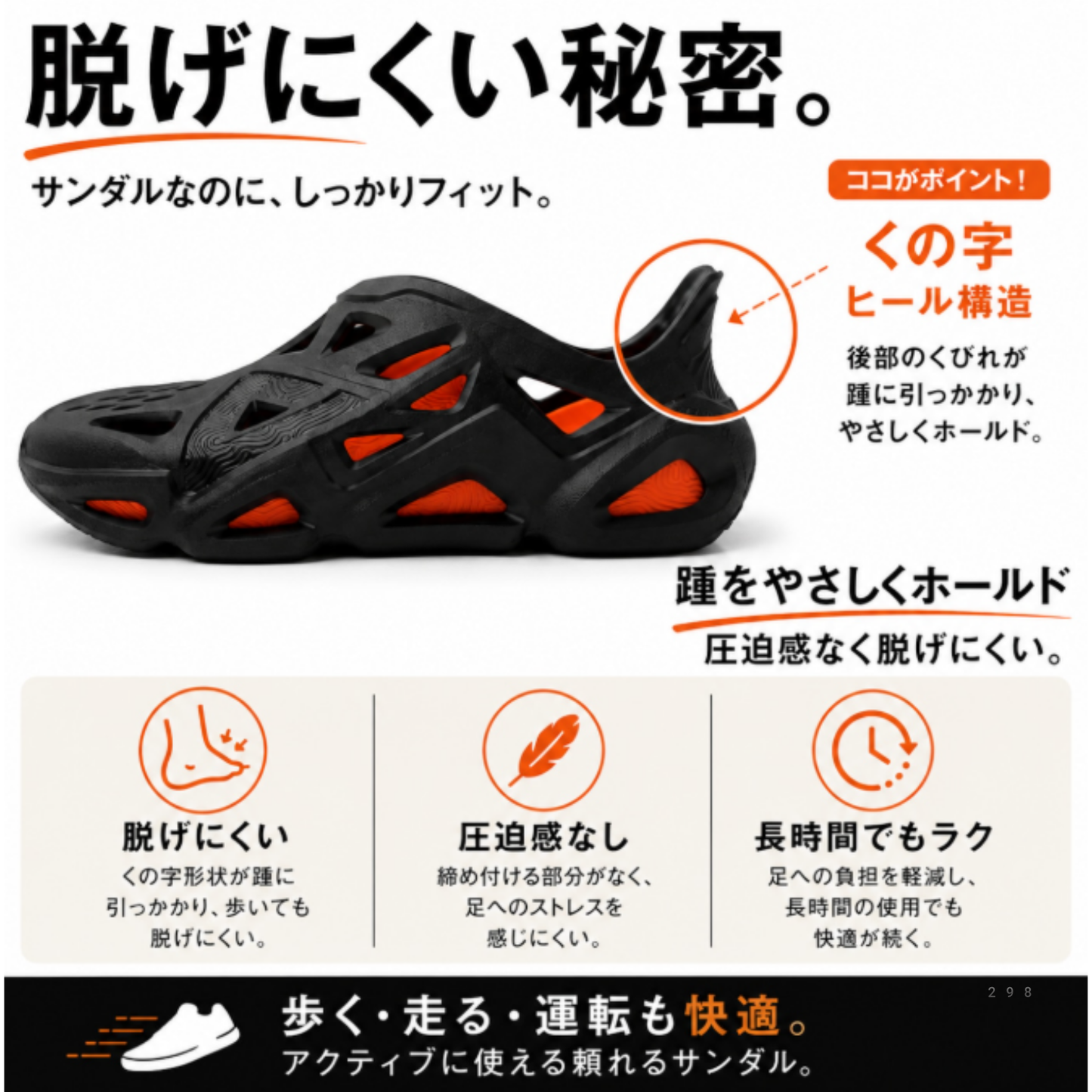 TS-06 PEAK TAICHI HOLES1.0 アシストサンダル ブラック×オレンジ