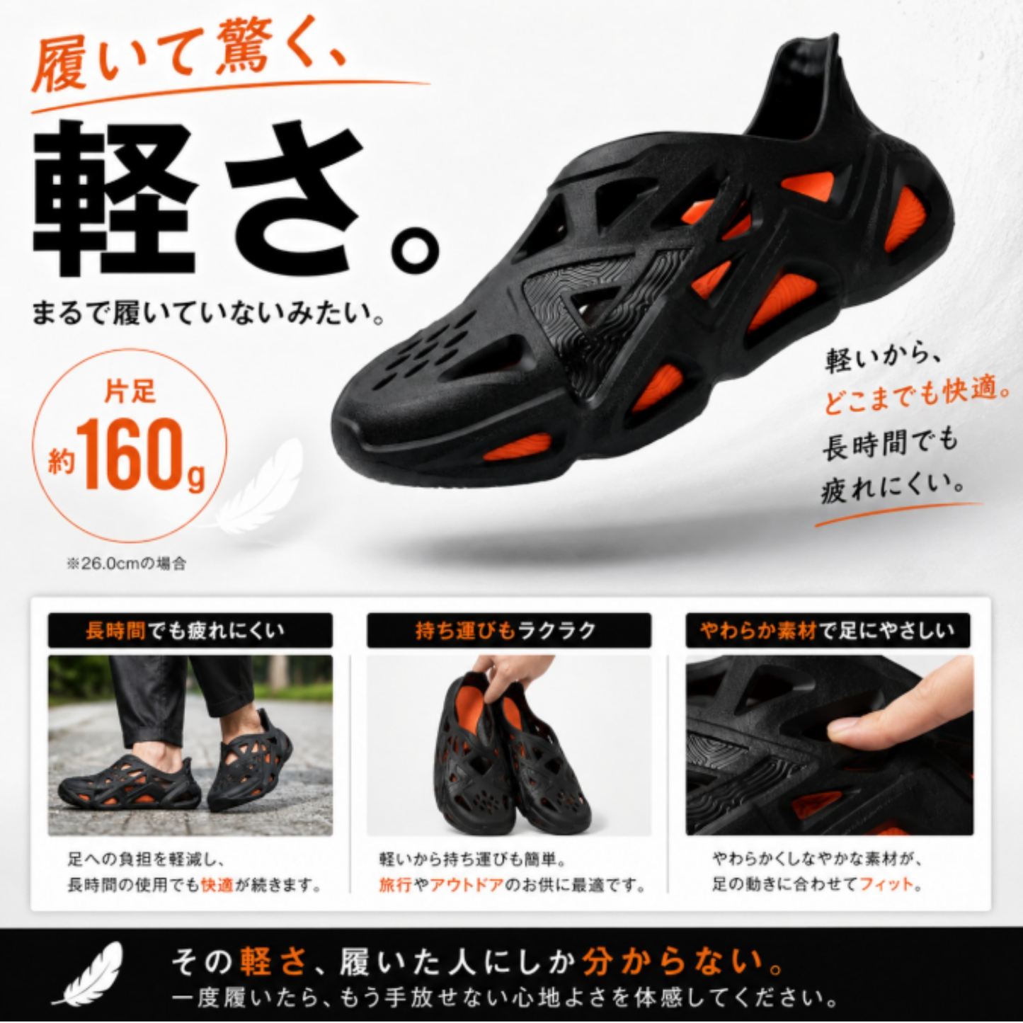 TS-06 PEAK TAICHI HOLES1.0 アシストサンダル ブラック×オレンジ