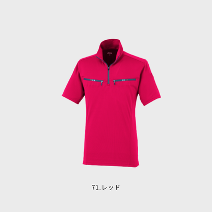 6160_春夏 半袖ジップアップシャツ