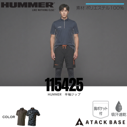 115425_春夏　HUMME半袖ジップ