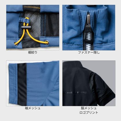 0375-64　半袖Tシャツ（ハーフジップ）