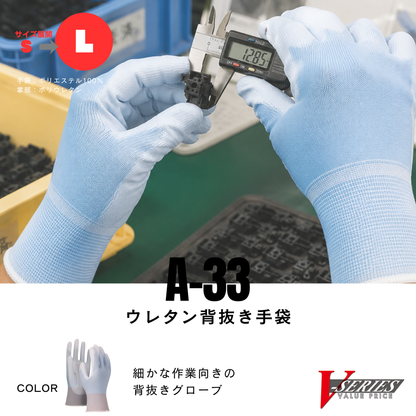 【即日発送商品】A-33　ウレタン背抜き手袋
